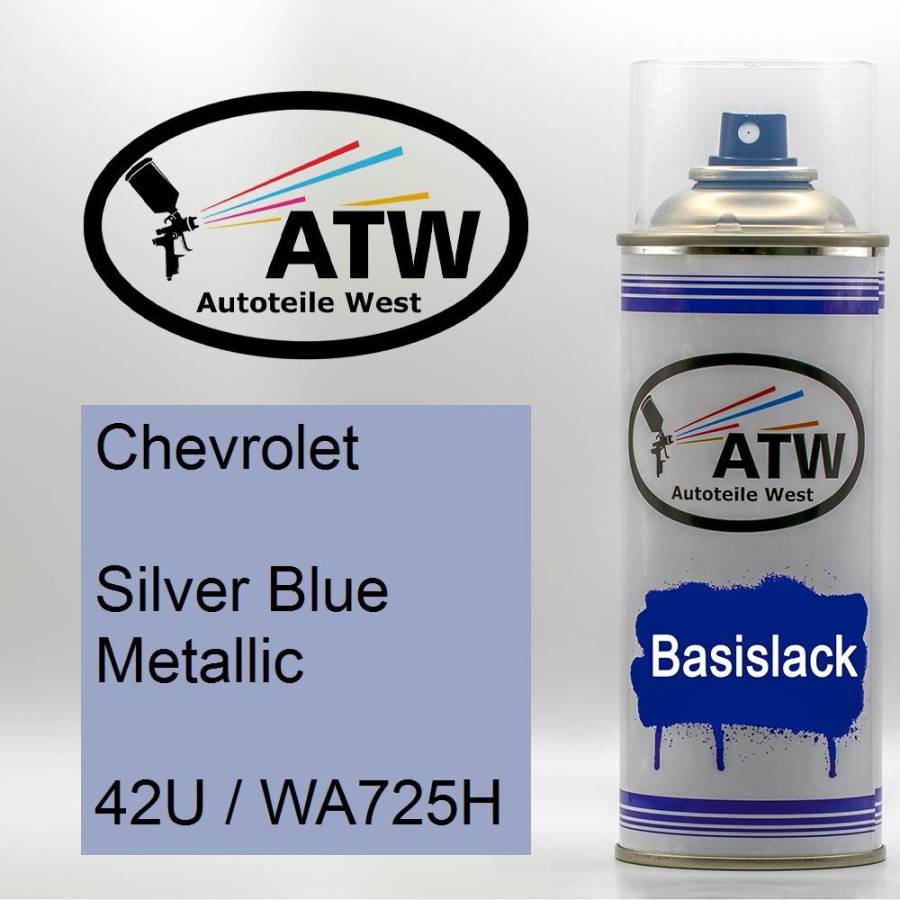 Chevrolet, Silver Blue Metallic, 42U / WA725H: 400ml Sprühdose, von ATW Autoteile West.